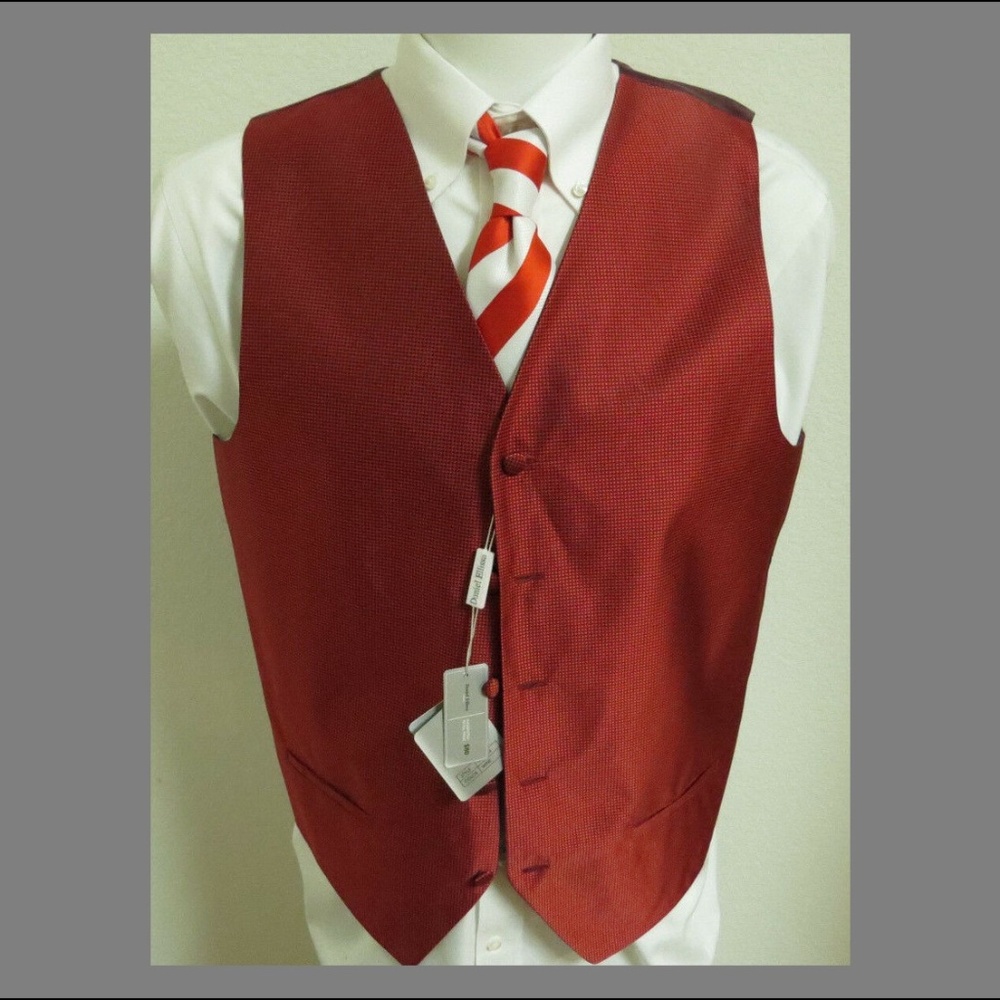 New M-3XL Red Tuxedo Formal Poly #34M Suit Vest